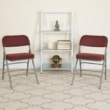 2 Pack Curved Triple Braced & Hinged Fabric Upholstered Metal Folding Chair