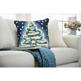 Liora Manne Frontporch Xmas Tree Indoor/Outdoor Pillow Midnight 18" Square