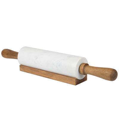 Creative Home Genuine Black Marble Stone Deluxe Rolling Pin with Wooden Handle a 