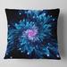 Designart 'Blue Fractal Flower with Shiny Particles' Flower Throw Pillow