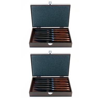 BergHOFF Pakka Wood 14pc Stainless Steel Steak Knife Set with Wood Cases