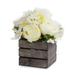 Enova Home Artificial Mixed Silk Roses Fake Flowers Arrangement in Wood Planter for Home Office Wedding Decoration