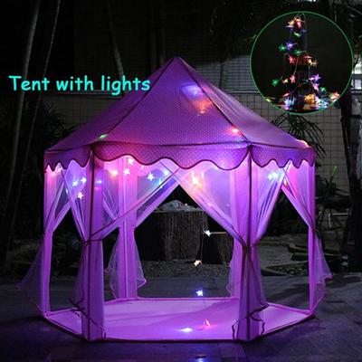 Princess Castle Play Tent Hexagon Indoor Fairy Castle Tent w/LED Light