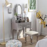 Pontoppidan Glam Wood 2-Piece Vanity Table and Stool Set by Silver Orchid