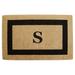 Heavy-duty Coir Fiber Single Black Framed Letter Monogrammed Doormat - 30 inches x 48 inches