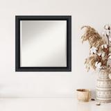 Beveled Wood Wall Mirror - Nero Black Frame - Outer Size: 23 x 23 in