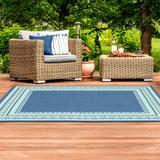 Style Haven Martinque Green Bordered Navy Indoor/ Outdoor Area Rug~