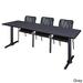 Cain Black 84-inch x 24-inch Training Table with 3 Mario Stack Chairs