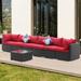 Zenova Outdoor 7 Pcs Wicker Rattan Sofa Sectional Set, Patio Sofas