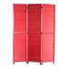 Transitional Wooden Screen with 3 Panels and Shutter Design, Red