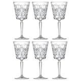 Majestic Gifts Inc. Crystal Wine/ Water Goblets Set/6 w/ Textured Design- 11oz. -Made in Europe