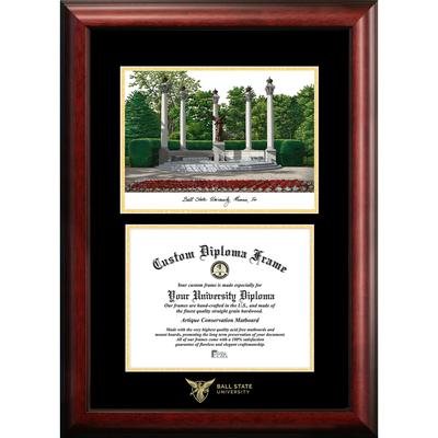 Ball State University 10w x 8h Gold Embossed Diploma Frame with Campus Images Lithograph