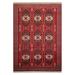 Hand Knotted 200 KPSI Red,Black Wool Tribal Afghan Oriental Area Rug (6x9) - 06' 06'' x 09' 06''