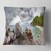 Designart 'Exotic Tropical Beach under Blue Sky' Modern Seascape Throw Pillow