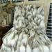 Thomas Collection Handmade Ivory Beige Faux Fox Throw Blanket