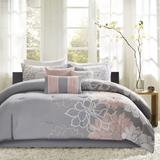 Madison Park Brianna Grey/ Peach Cotton Sateen Printed Comforter Set