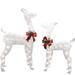 Joiedomi 4 ft. Tall White Fabric Reindeer Couple Pack LED Yard Lights - 42"W x 24"L x 48"H