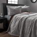 Comforter Set - 3-Piece Plush Blanket and Sham Set by Windsor Home (Grey/Chocolate/Black)