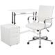 3PC Office Set-Adjustable Desk, LeatherSoft Office Chair, Mobile Filing Cabinet