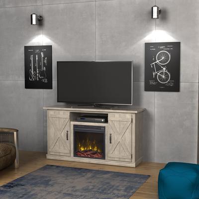 Cottonwood Fireplace TV Stand for TVs up to 55", Ashland Pine - 47.5 inches in width