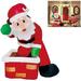 Joiedomi 4 ft. Tall White, Green & Red Plastic Rooftop Santa Inflatable - 9.9"W x 8"L x 10.9"H