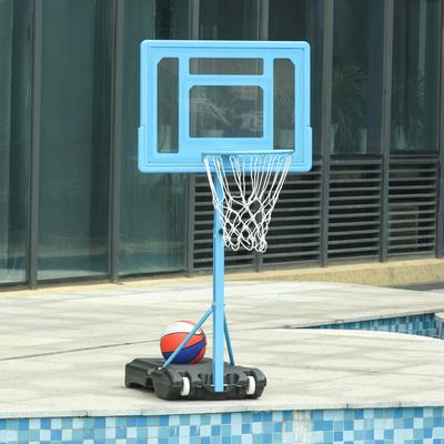 Soozier 63" - 70.75" H Adjustable Basketball Hoop and Base with Reinforced Rim & Net & Wheeled Water/Sand Base, Blue