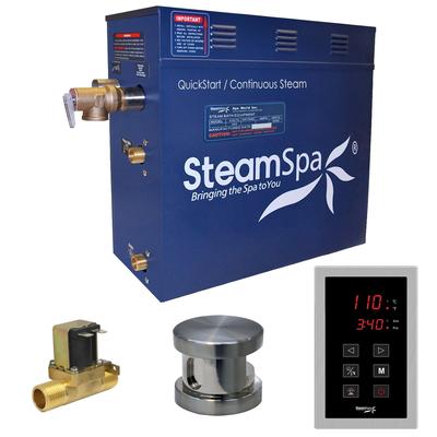 SteamSpa Oasis 4.5 KW QuickStart Steam Bath Generator Package with Built-in Auto Drain in Brushed Nickel