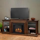 Frederick 72" Electric TV Stand Fireplace in Chestnut Oak by Real Flame - 72L x 15.5W x 30.1H