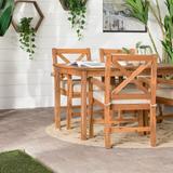 Middlebrook Surfside 5-Piece Acacia Wood X-Back Outdoor Dining Set - 24 x 20 x 37h