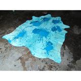 Aqua Blue Cowhide Rug - 6.2 feet x 6.9 feet/74" x 83" - 6.2 feet x 6.9 feet/74" x 83"