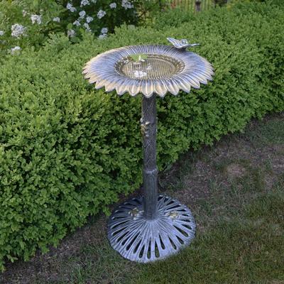 Premium Butterfly Sunflower Bird Bath