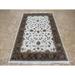 Hand Knotted Ivory Tabriz with Wool & Silk Oriental Rug - 5'11" x 9'2"