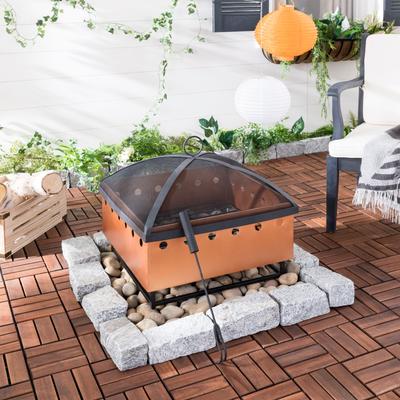 SAFAVIEH Wyatt Copper/ Black Square Fire Pit - 21" x 20.8" x 19.3"