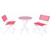 LeisureMod 3-Piece Patio Outdoor Iron Folding Table Chairs Bistro Set