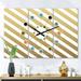 Designart 'Gold Diagonal' Oversized Mid-Century wall clock - 3 Panels - 36 in. wide x 28 in. high - 3 Panels