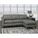 Des Mid Century Modern Grey Top Grain Leather Tufted Sectional Sofa - 88 x 38 x 35