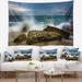 Designart 'Waves Crashing Rocks at Woods Cove' Seascape Wall Tapestry