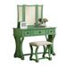 Modish Vanity Set Featuring Stool and Mirror Green