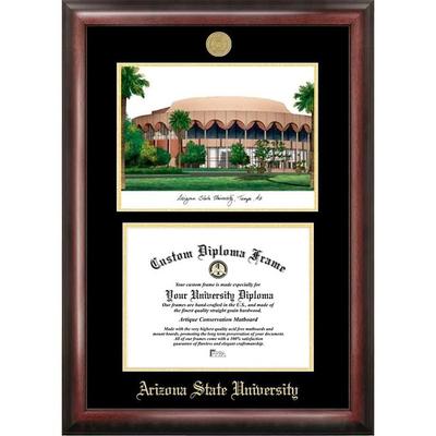 Arizona State University 11w x 8.5h Gold Embossed Diploma Frame with Campus Images Lithograph