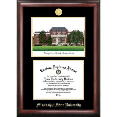 Mississippi State University 11w x 8.5hGold Embossed Diploma Frame with Campus Images Lithograph