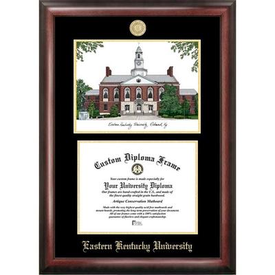 Eastern Kentucky University 11w x 8.5h Gold Embossed Diploma Frame with Campus Images Lithograph