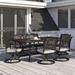 Ventura Cast Aluminum 7 Piece Rectangular Dining Set with 6 Swivel Rockers - N/A