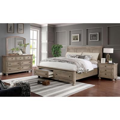 Nahkohe Transitional Grey Wood 3-Piece Storage Sleigh Bed, Nightstand and Dresser Set with USB by Carbon Loft