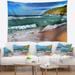 Designart 'Blue Sea with Warm Waves' Seascape Wall Tapestry