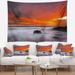 Designart 'Vividly Colorful Tropical Beach at Sunset' Seascape Wall Tapestry