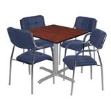 Via 42" Square X-Base Table- Cherry/Grey & 4 Uptown Side Chairs- Black