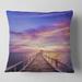 Designart 'Wooden Bridge under Purple Sky' Pier Seascape Throw Pillow