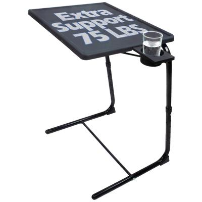 TV Tray Table Portable Foldable & Adjustable - Laptop, Eating, Drawing, Snack Plastic Tray Table Stand w/ Adjustable Cup Holder