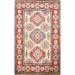 Geometric Kazak Oriental Wool Area Rug Handmade Traditional Carpet - 2'9" x 4'1"