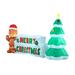 Joiedomi 3.6 ft. Tall Green, White & Brown Plastic Merry Christmas with Tree & Gingerbread Man Inflatable - 10"W x 8.2"L x 11"H